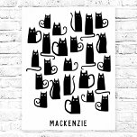 Poster Cute Chat Noir Personnalisé<br><div class="desc">Joli petit chat noir. Art original de Nic Squirrell. Modifiez le nom pour personnaliser.</div>