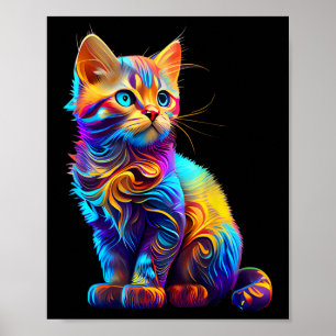 Poster Cute Chat Pour Les Amateurs De Kitten Art Coloré K