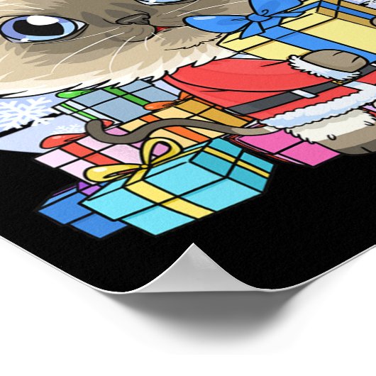 Poster Cute chat siamois Santa Claus Noël Noël Noël Noël  (Coin)