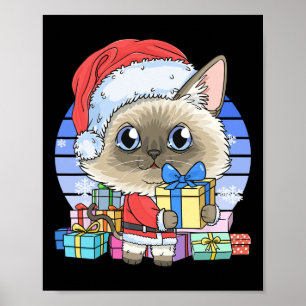 Poster Cute chat siamois Santa Claus Noël Noël Noël Noël