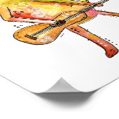 Poster Cute Chat Whimsical Jouer Guitare (Coin)