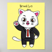 Poster Cute chaton chat en costume d'affaires dessin anim (Devant)