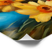 Poster Cute chaton de Pâques avec fleurs et oeufs de Pâqu (Coin)