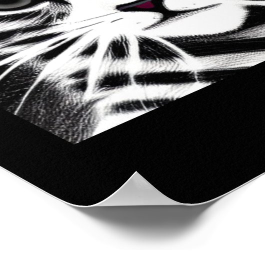 Poster Cute chaton rayé noir blanc (Coin)