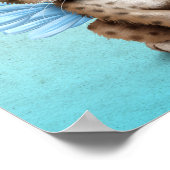 Poster Cute Cheetah Cub avec des ailes de fée sur bleu (Coin)