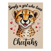 Cute Cheetah Lover Faune Art avec accents de coeur