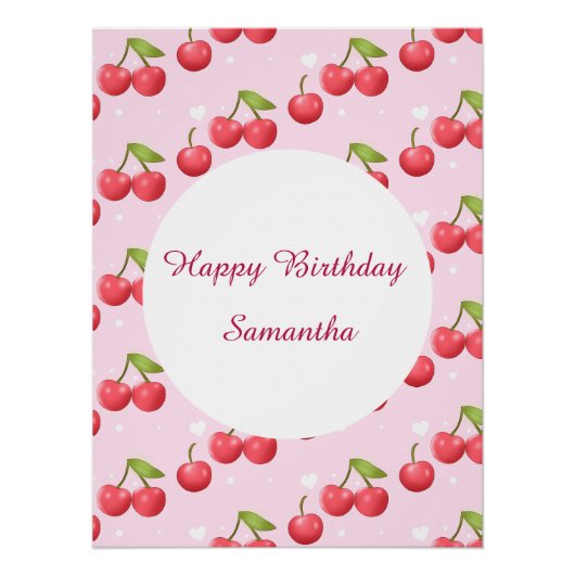 Poster Cute Cherry 1ère fête d'anniversaire (Devant)
