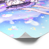 Poster Cute chibi fille dans kawaii pastel galaxy (Coin)