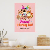Poster Cute Chien Chiot Puppy Theme Fête d'Anniversaire d (Cuisine)