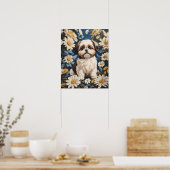Poster Cute Chih Tzu Chien Blanc Fleurs De Faisée (Cuisine)