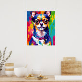 Poster Cute Chihuahu, Télécharger Chien Art numérique col (Cuisine)