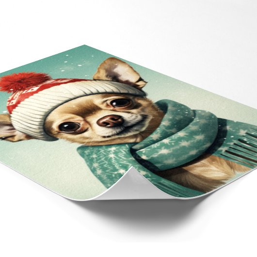 Poster Cute Chihuahua Art de Noël : Adorable Coupe de Noë (Coin)