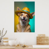 Poster Cute Chihuahua Chien Fedora Casquette coloré Vibra (Cuisine)