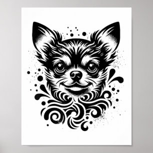 Poster Cute Chihuahua Chien Tatouage Vintage Art _2