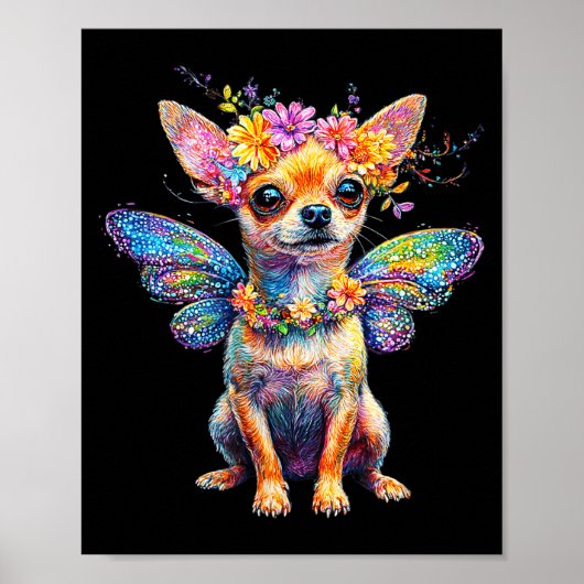 Poster Cute Chihuahua Dog Angel With Wings (Devant)