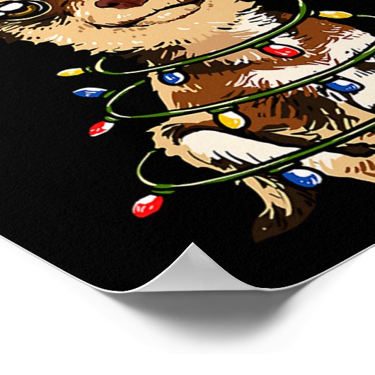 Poster Cute Chihuahua Santa Christmas Tree Lights Xmas Do (Coin)