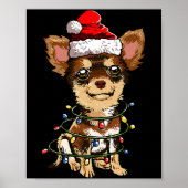 Poster Cute Chihuahua Santa Christmas Tree Lights Xmas Do (Devant)