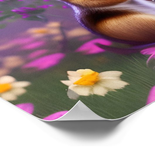 Poster Cute Chipmunk en Fleurs (Coin)