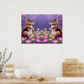 Poster Cute Chipmunks in Flowers (Cuisine)