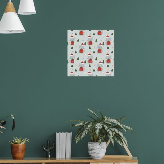 Poster Cute Christmas Cat Pattern – Festive Holiday (Salon 1)
