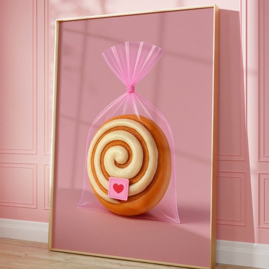 Poster Cute Cinnamon Roll Art Print, Cuisine Pâtisserie