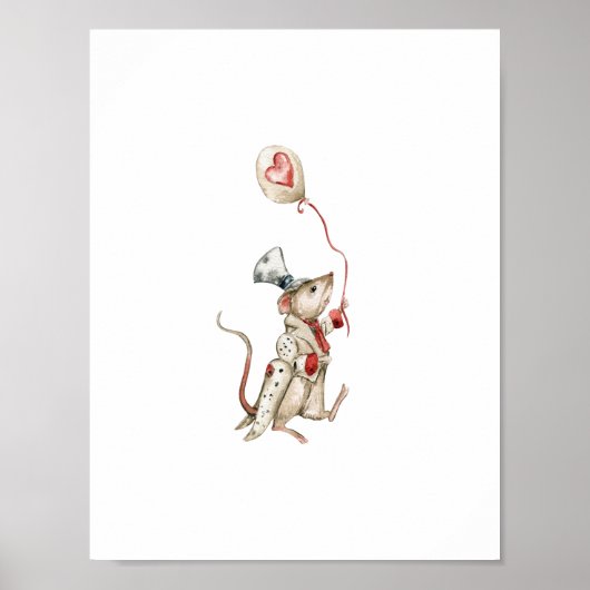 Poster Cute Circus Mouse With Balloon Carnival Nursery (Devant)