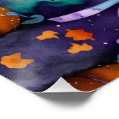 Poster Cute Citrouilles de Kitten noir et ruban (Coin)