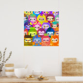 Poster Cute Colorful Cartoon People Characters (Cuisine)