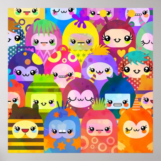 Poster Cute Colorful Cartoon People Characters (Devant)
