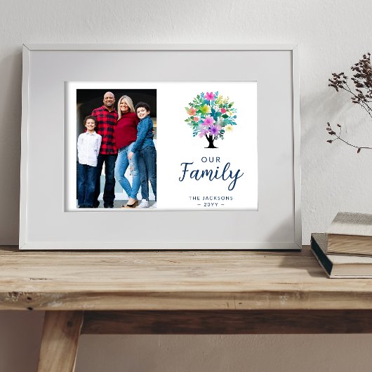 Poster Cute Colorful Floral Family Tree