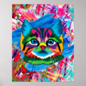 Poster Cute Colorful Kitten Chat Whimsical (Devant)