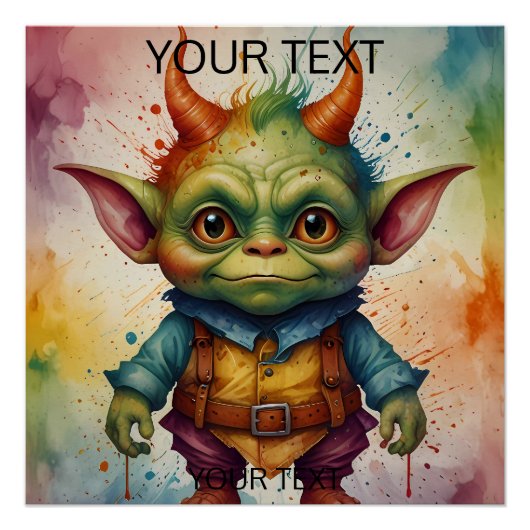 Poster Cute colourful funny little goblin (Devant)