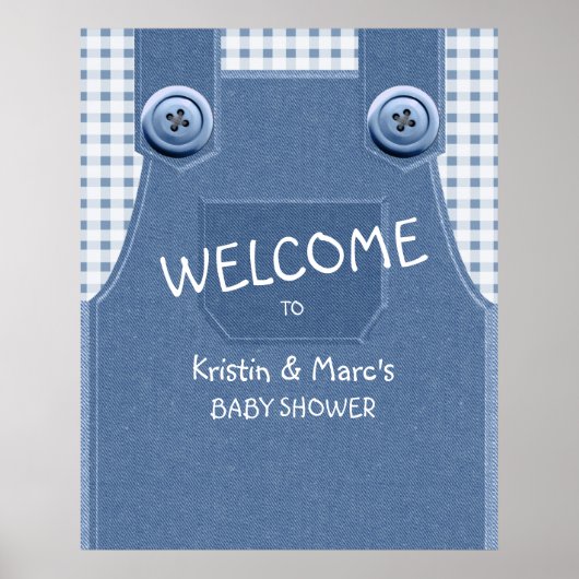 Poster Cute comme un Baby shower Bleu de Denim Bouton (Devant)
