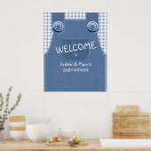 Poster Cute comme un Baby shower Bleu de Denim Bouton (Cuisine)