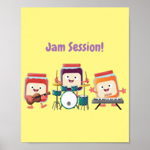Poster Cute confiture session dessin animé musicien humou