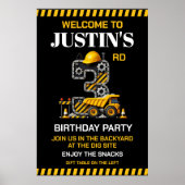 Poster Cute Construction 3ème fête d'anniversaire (Devant)