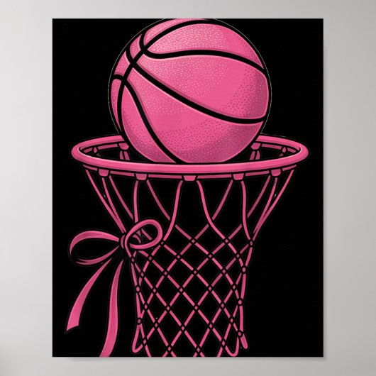 Poster Cute Coquette Basket Basketball esthétique Pink Ho (Devant)