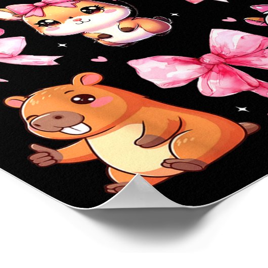 Poster Cute Coquette Bow Capybara Pajamas Pjs Clothes Gir (Coin)