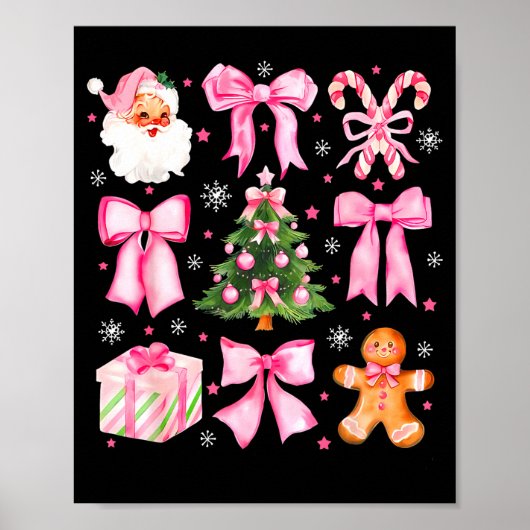 Poster Cute Coquette Bow Nk Christmas Tree Santa Gingerbr (Devant)