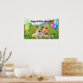 Poster Cute Corgi Bonne fête d'anniversaire (Cuisine)
