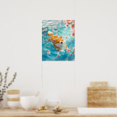 Poster Cute Corgi Chill dans l'eau (Cuisine)