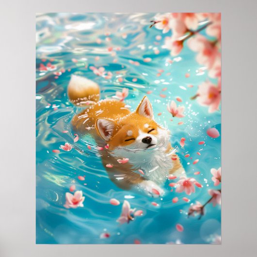 Poster Cute Corgi Chill dans l'eau (Devant)