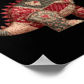 Poster Cute Country Dinosaur Patchwork Hearts Valentine  (Coin)