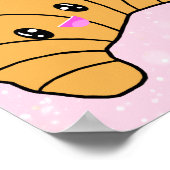 Poster Cute Croissant Bonjour Paris Boulangerie Café Rose (Coin)