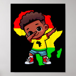 Poster Cute Dabbing Kid Black Histoire Mois Enfants Garço