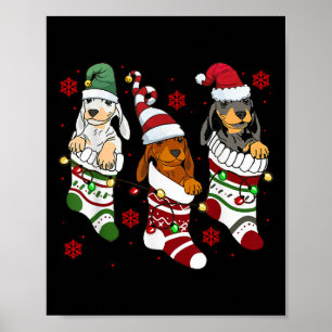 Poster Cute Dachshund Amoureux des chiens de Noël Maman P