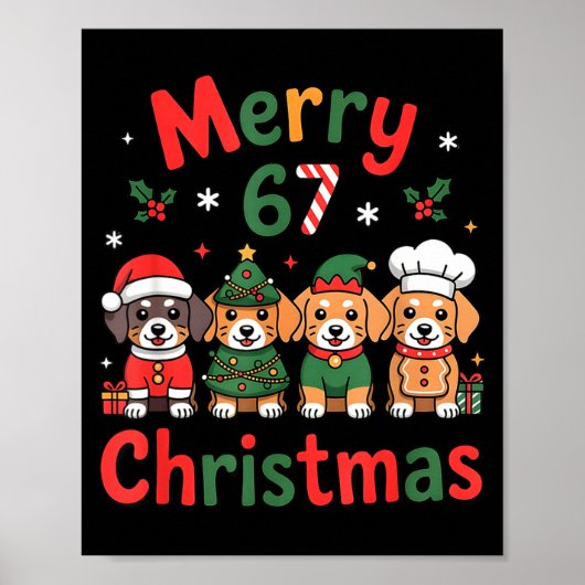 Poster Cute Dachshund Christmas Design Funny Holiday Dog (Devant)