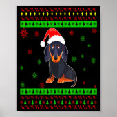 Poster Cute Dachshund Long Dog Mom Merry Xmas New Year (Devant)
