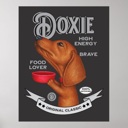 Poster Cute Dachshund supplie pour de la nourriture (Devant)