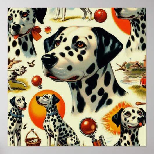Poster Cute Dalmatien sans joint (Devant)